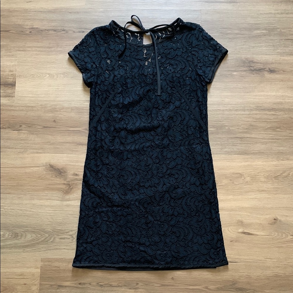 LOFT Gray Sheath Mini Dress Short Sleeve Crew Neck